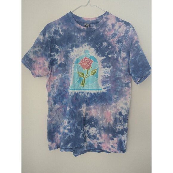 Size Medium Adults Tie Die Tye Die Beauty and the Beast Stained Glass SS Tee - Picture 1 of 4